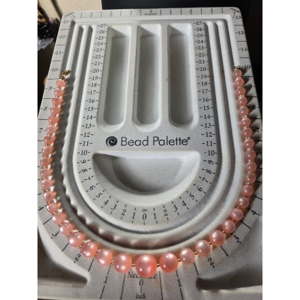 Vintage Pink Moonglow Lucite Graduated Beaded Necklace 18" - Picture 8 of 16